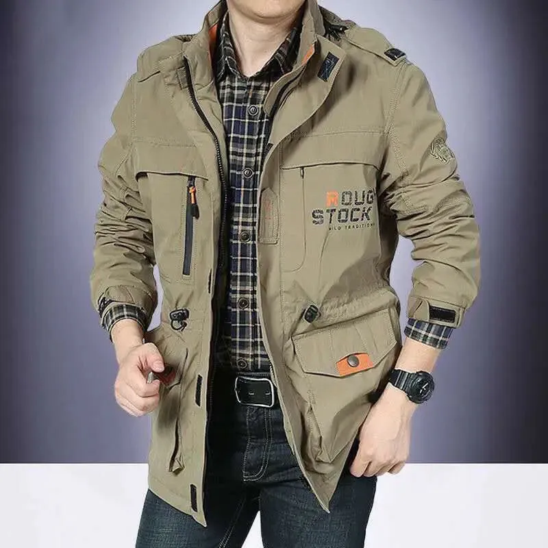 Outdoor Assault Suit Winter Plush Thick Men's Coat Windproof Waterproof Mountaineering Suit Men's Large Multi Pocket Work Jacket
