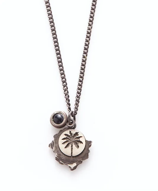 Oxidised Sterling Silver with Onyx Palm Tree Necklace