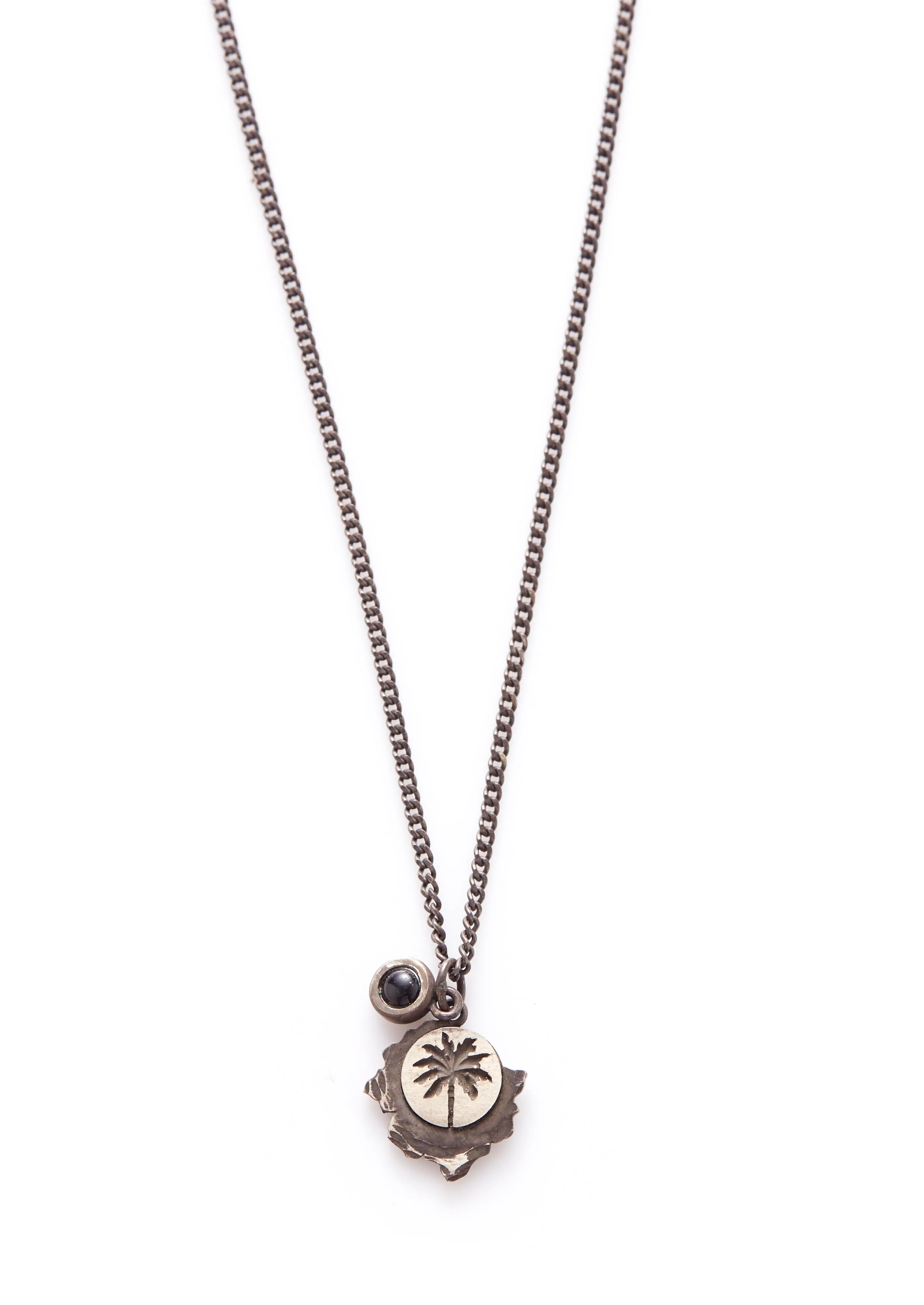 Oxidised Sterling Silver with Onyx Palm Tree Necklace