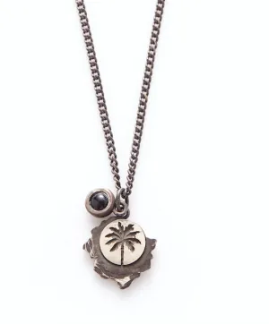 Oxidised Sterling Silver with Onyx Palm Tree Necklace