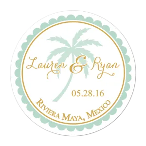 Palm Tree Personalized Wedding Favor Sticker
