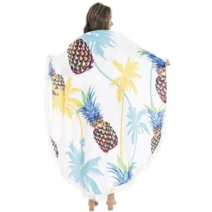 Palm Tree Pineapple Round Beach / Pool Fringe Towel