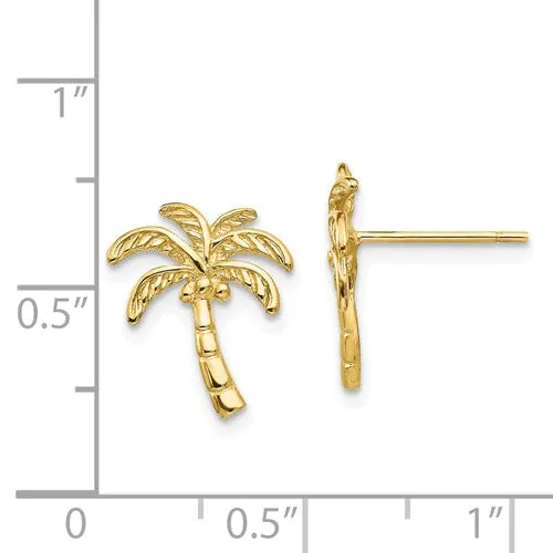Palm Tree Stud Earrings (14K)