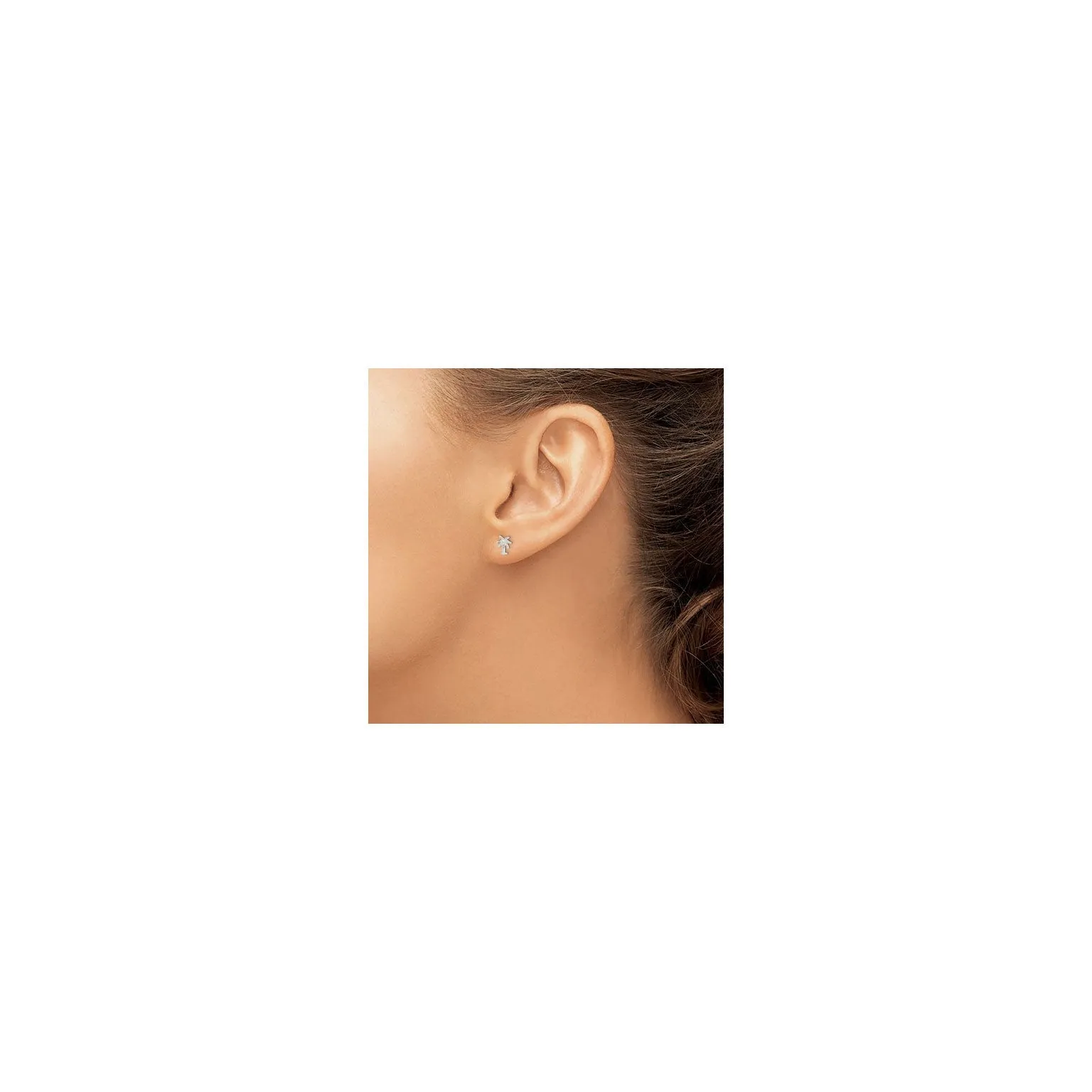 Palm Tree Stud Earrings (Silver)