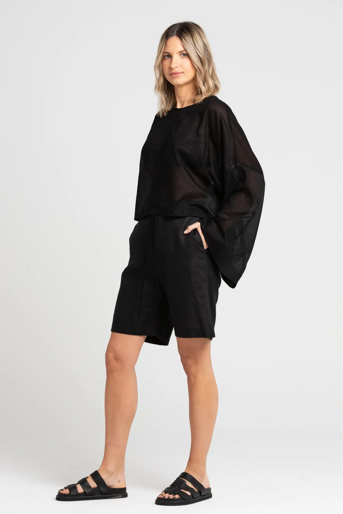 Parker Tailored Linen Short Black