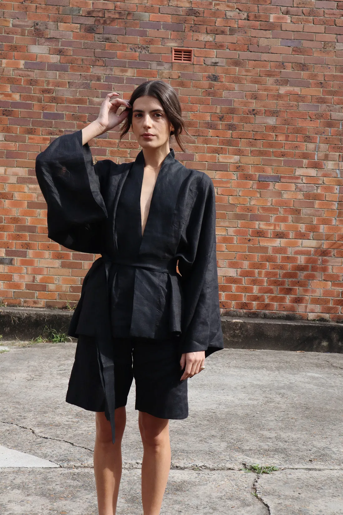 Parker Tailored Linen Short Black