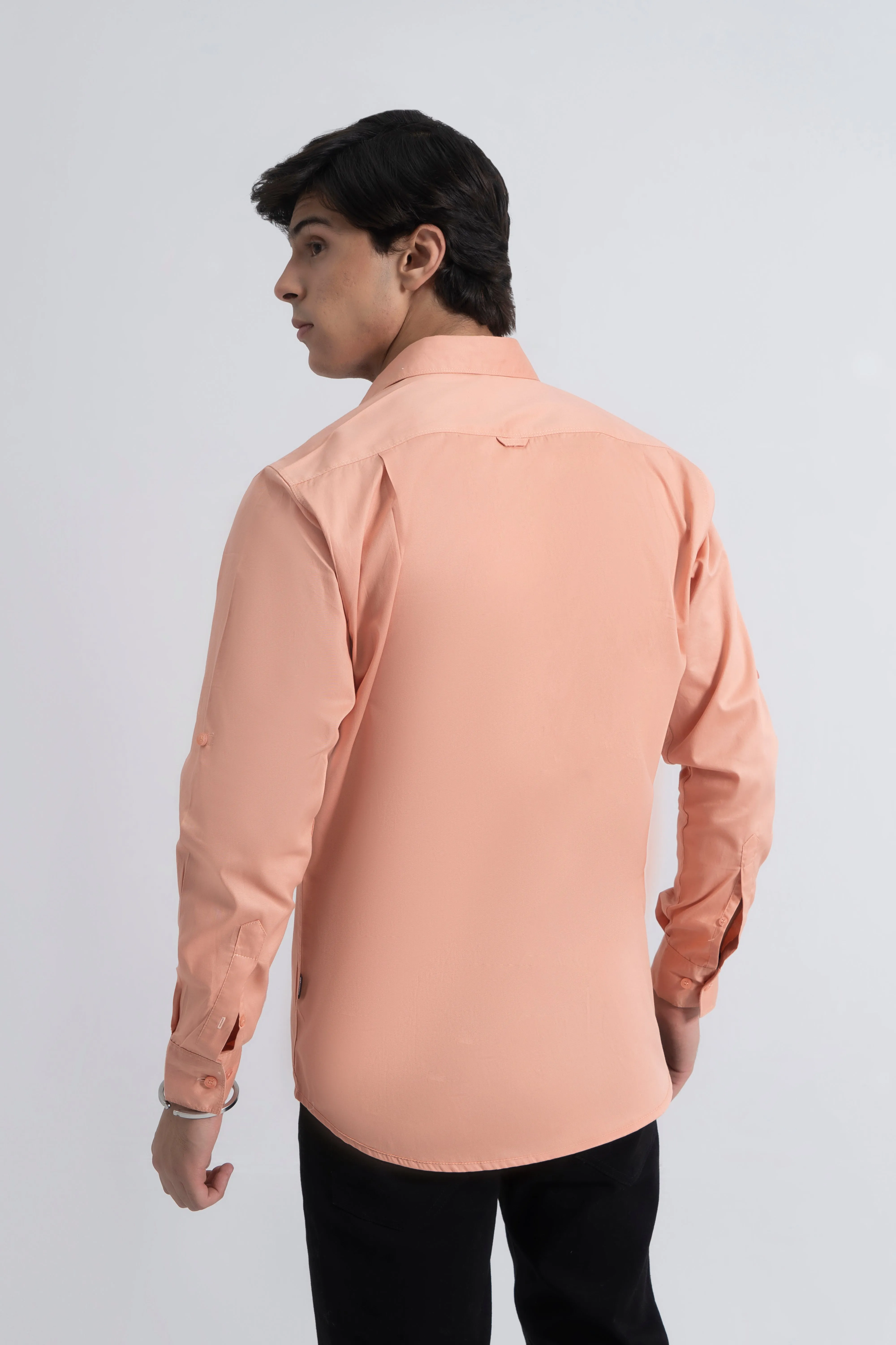 Peach Cotton Twill Shirt