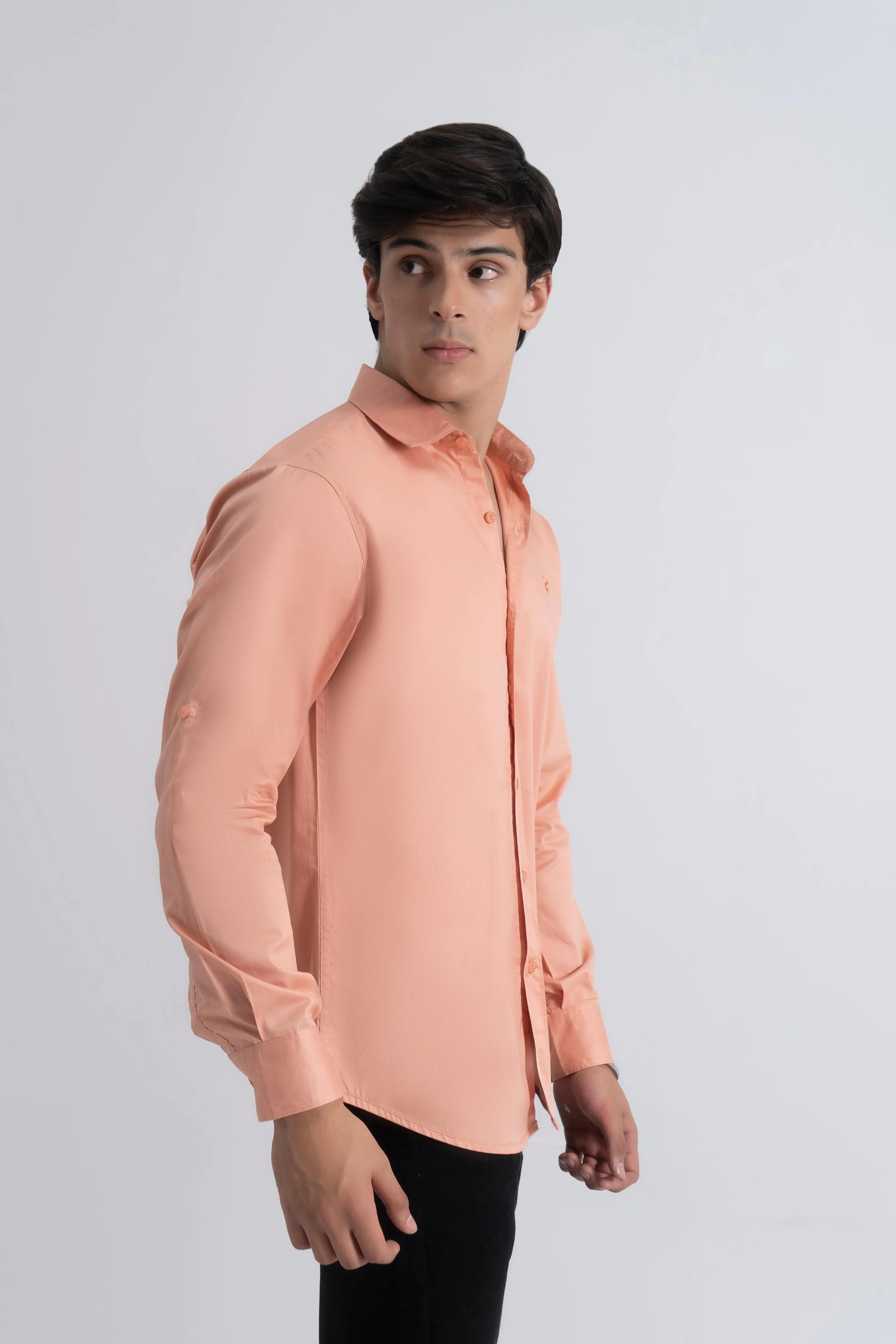 Peach Cotton Twill Shirt