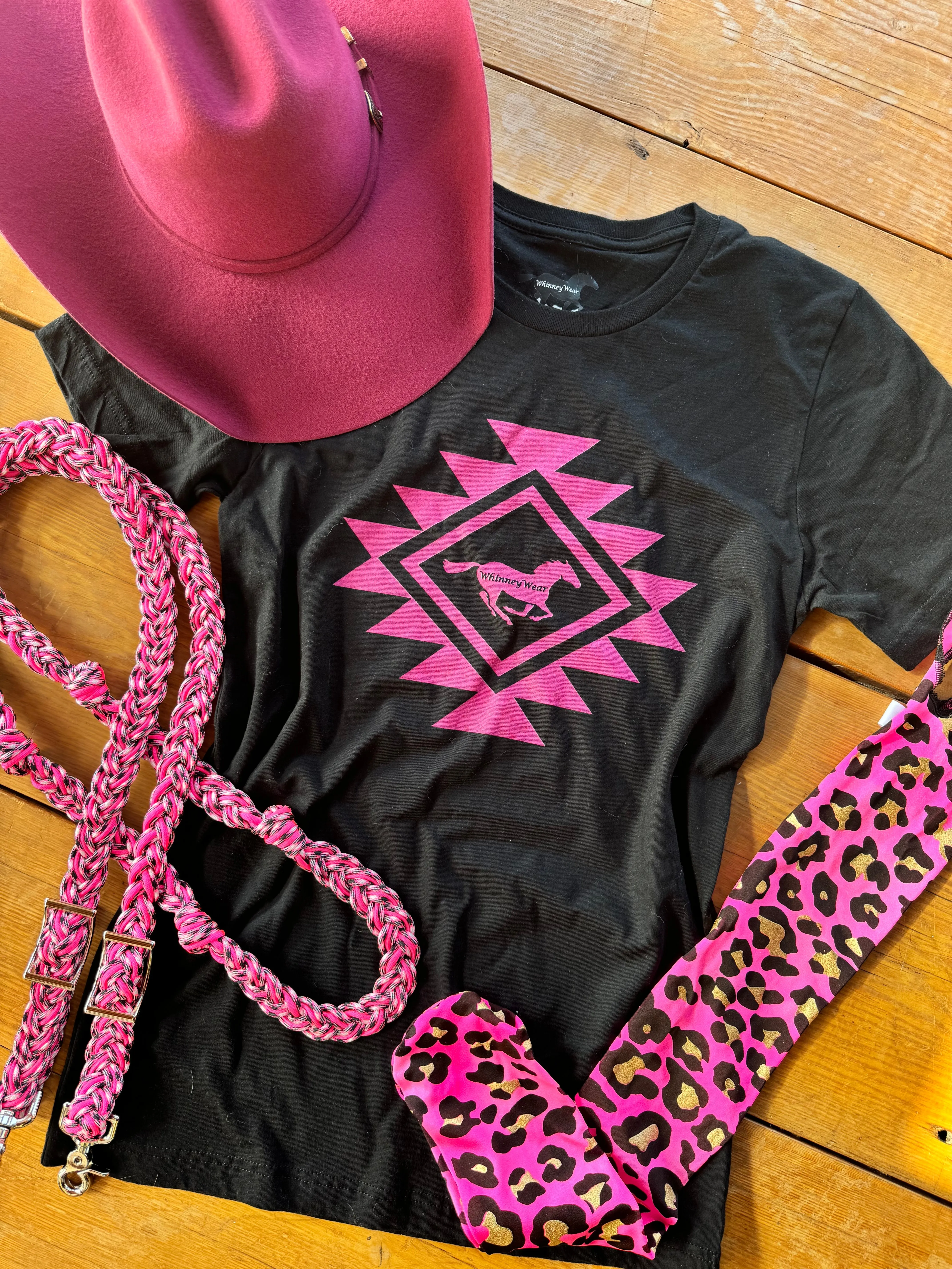 Pink Distressed Aztec Graphic Tee - Assorted Shirt Colors