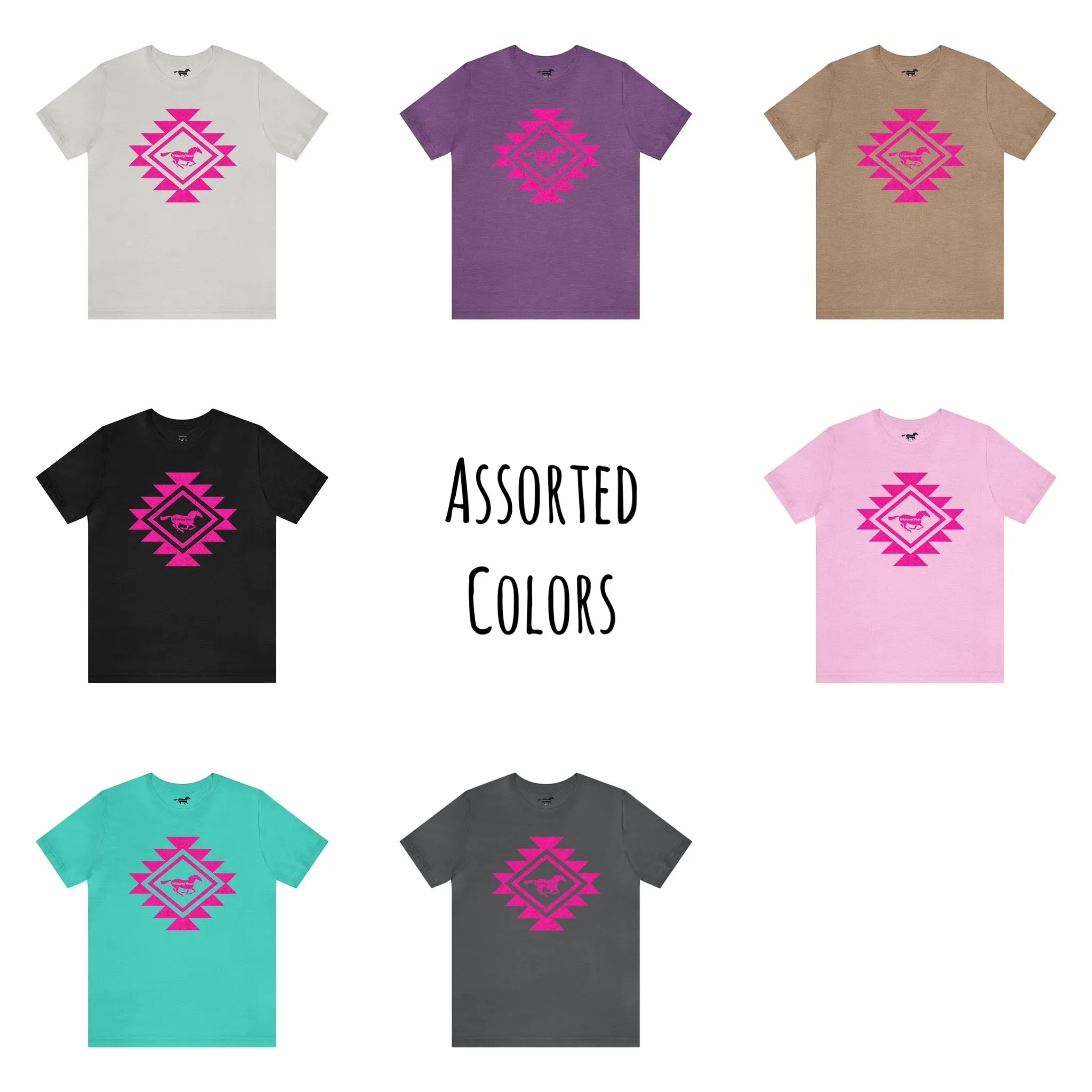Pink Distressed Aztec Graphic Tee - Assorted Shirt Colors
