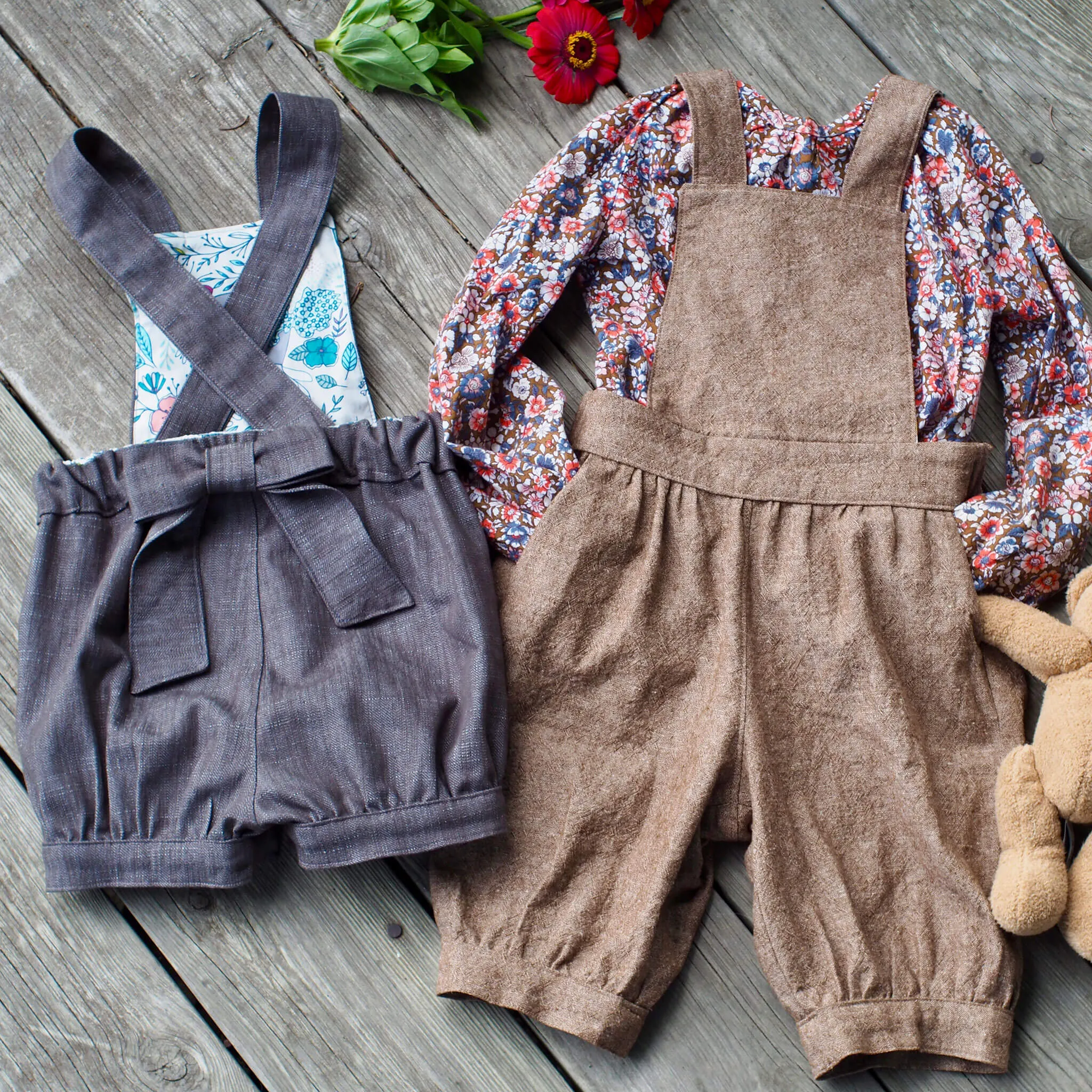 Pixie Expansion Pack Sewing Patterns - Child ~ Romper, Suspenders   Bow for Pixie Essentials