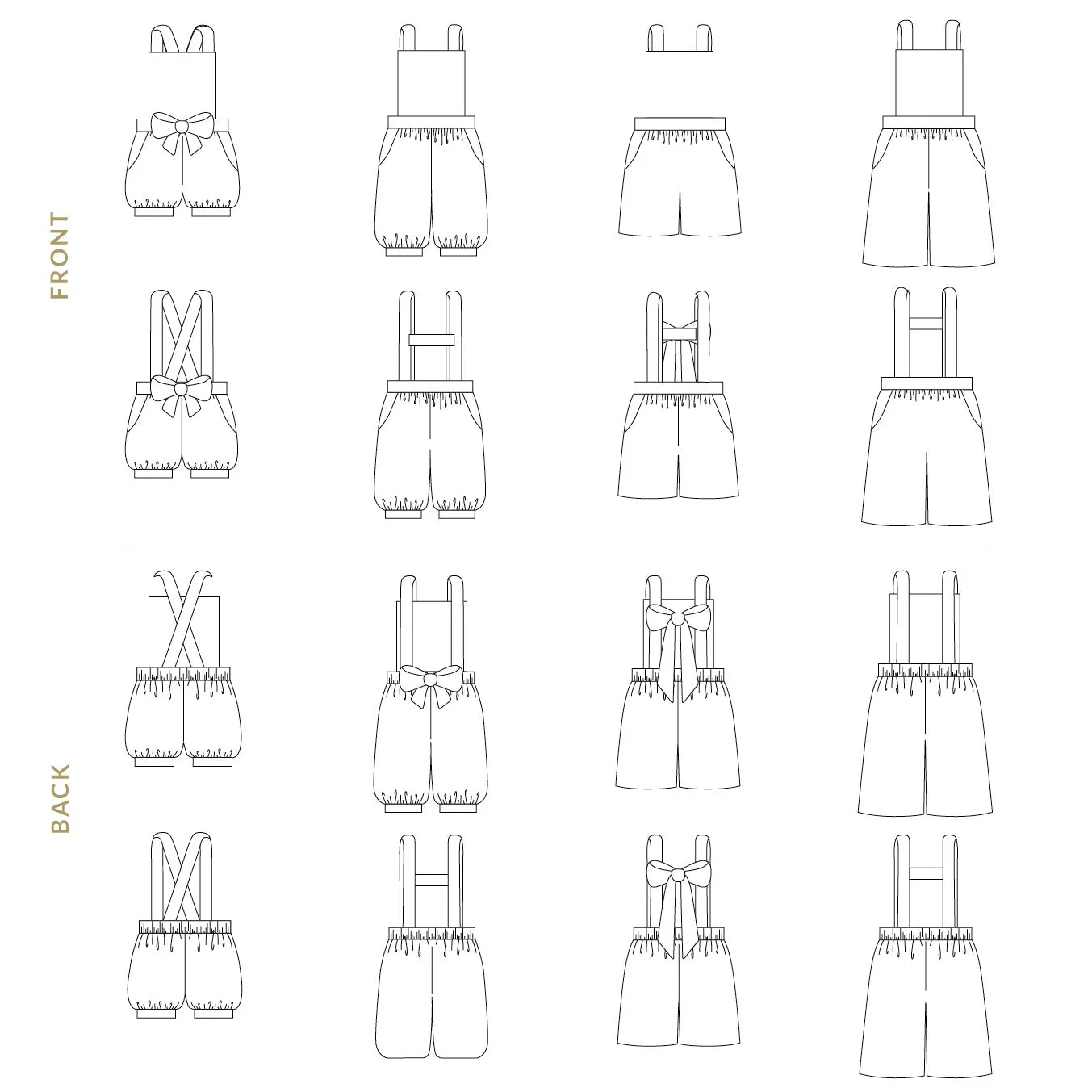 Pixie Expansion Pack Sewing Patterns - Child ~ Romper, Suspenders   Bow for Pixie Essentials