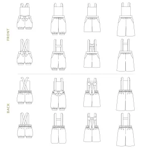 Pixie Expansion Pack Sewing Patterns - Child ~ Romper, Suspenders   Bow for Pixie Essentials