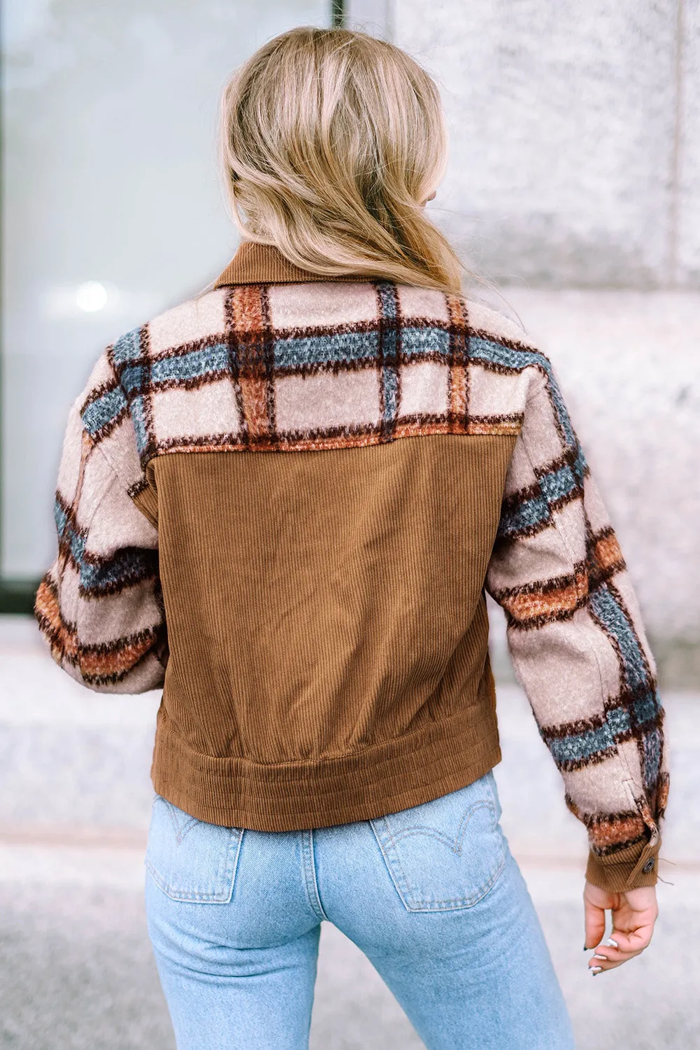 Plaid Flap Boxy Chunky Jacket