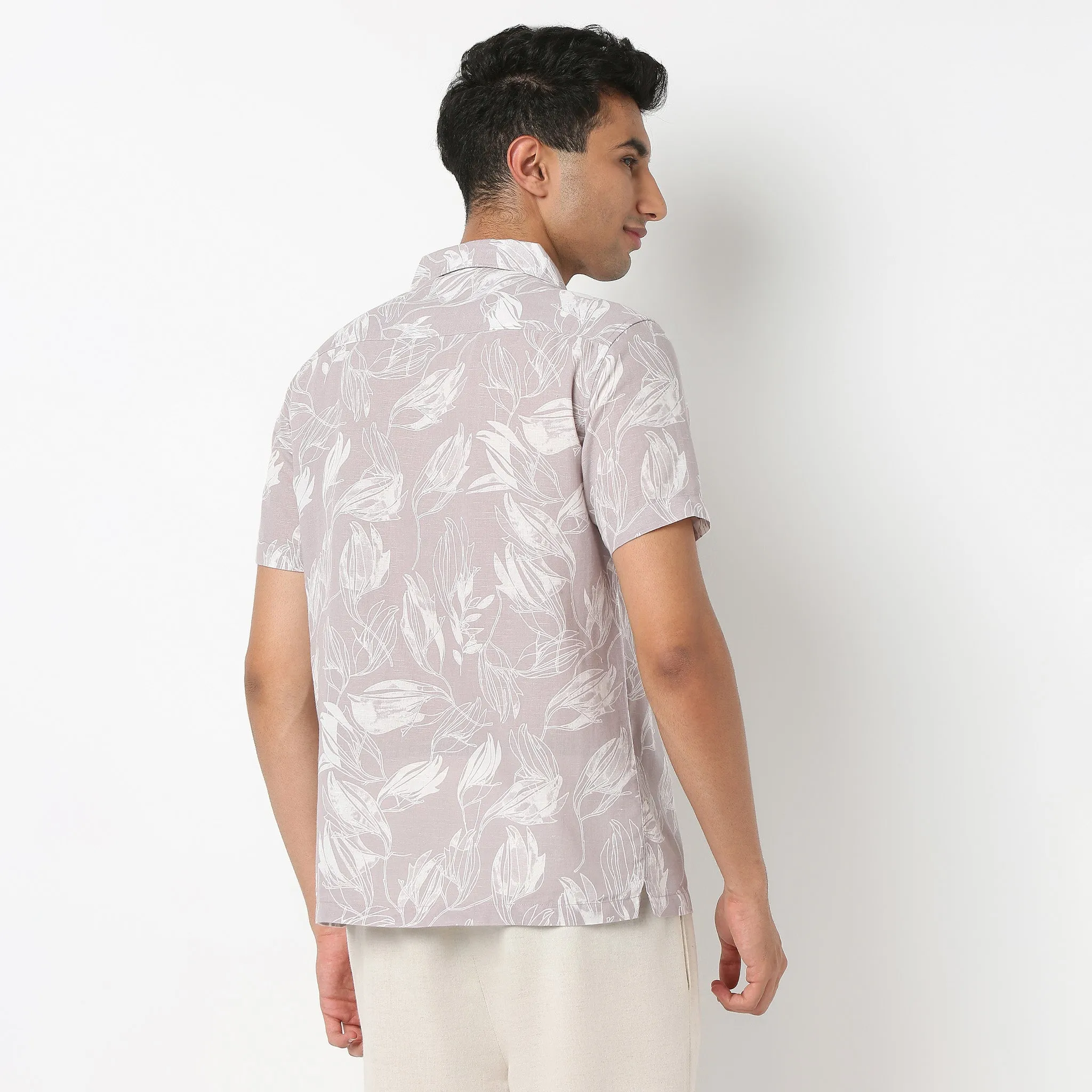 Printed Half Sleeve Casual Linen Shirt
