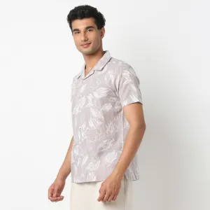 Printed Half Sleeve Casual Linen Shirt