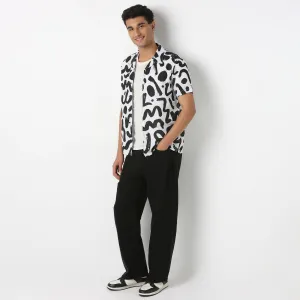 Printed Half Sleeve Casual Linen Shirt