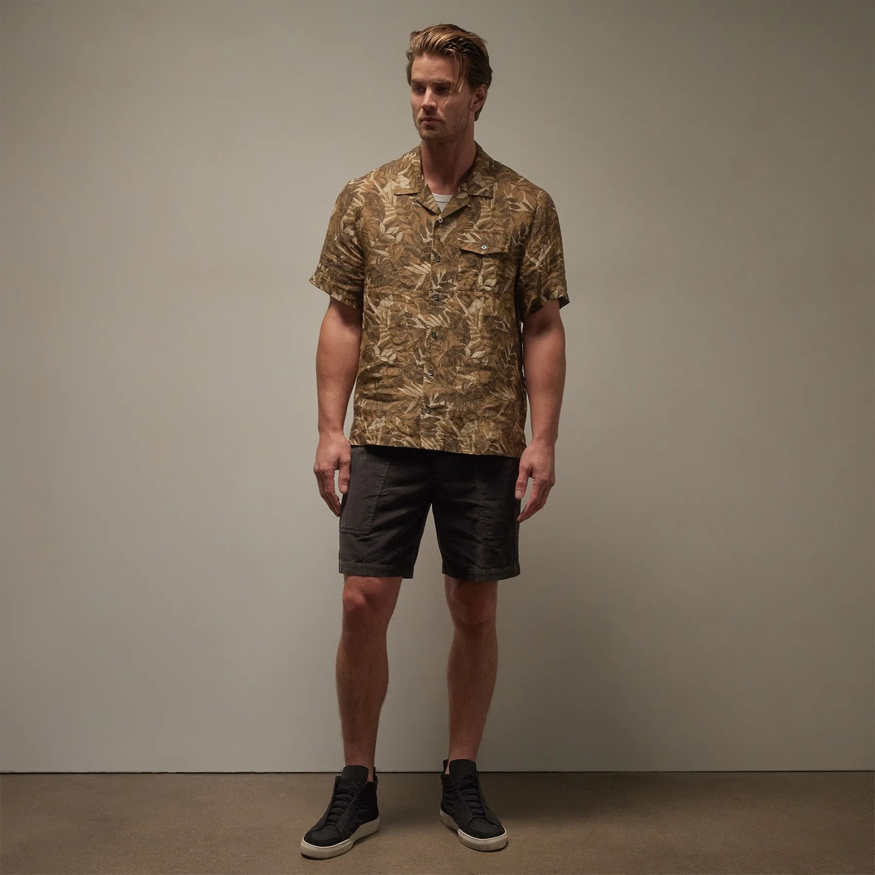 Printed Linen Short Sleeve - Sand Dune Print