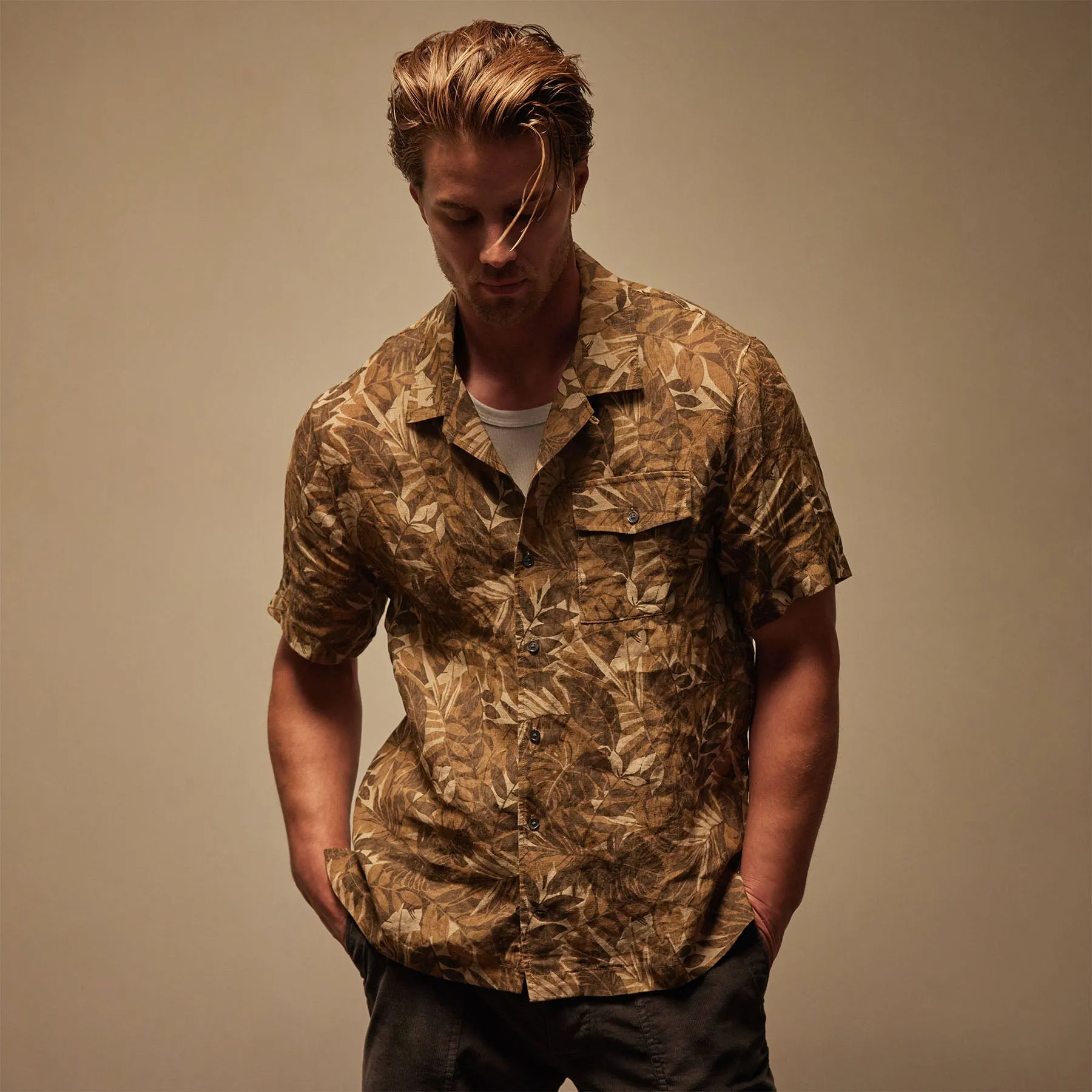 Printed Linen Short Sleeve - Sand Dune Print