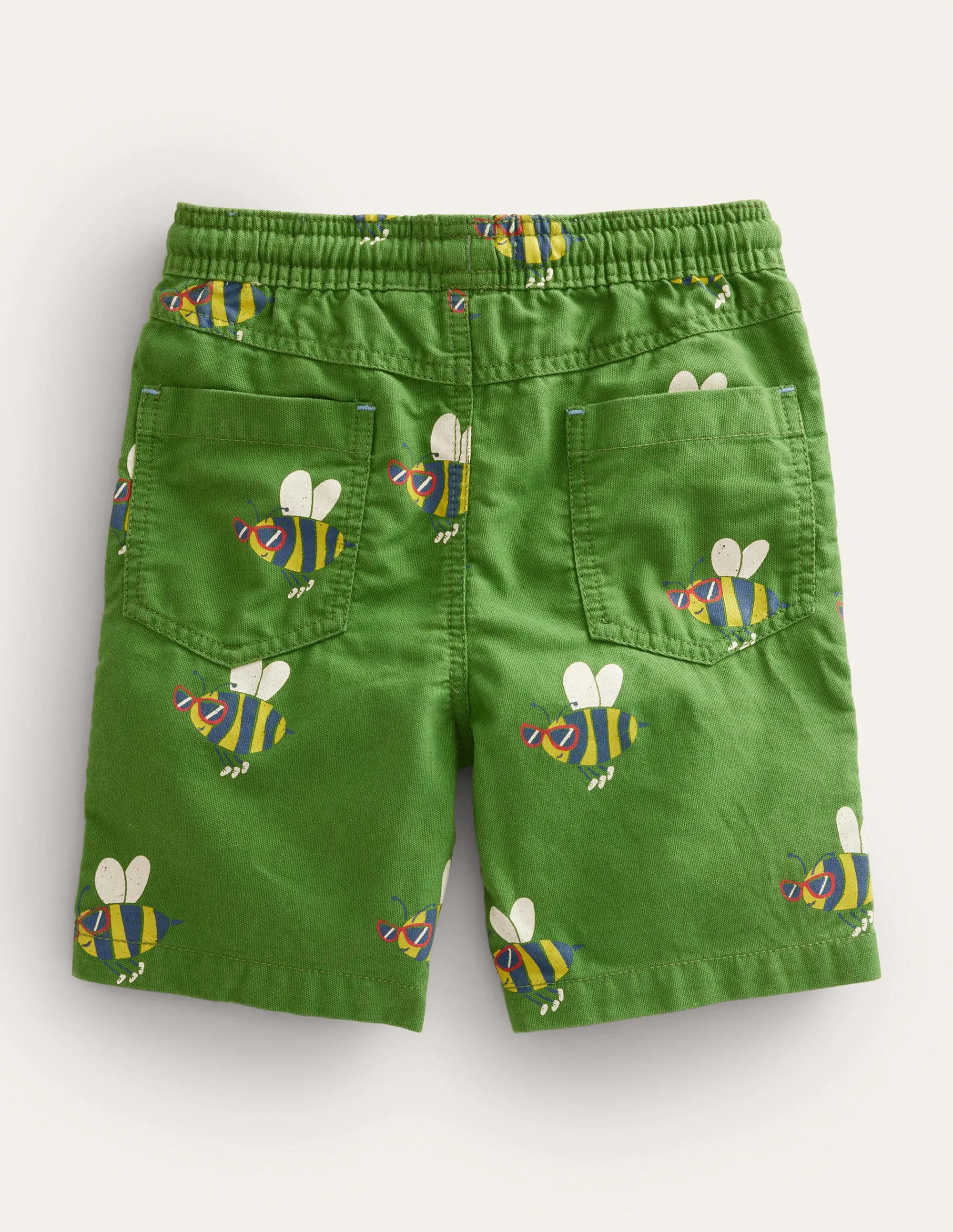 Pull-on Drawstring Shorts-Safari Green Dude Bees