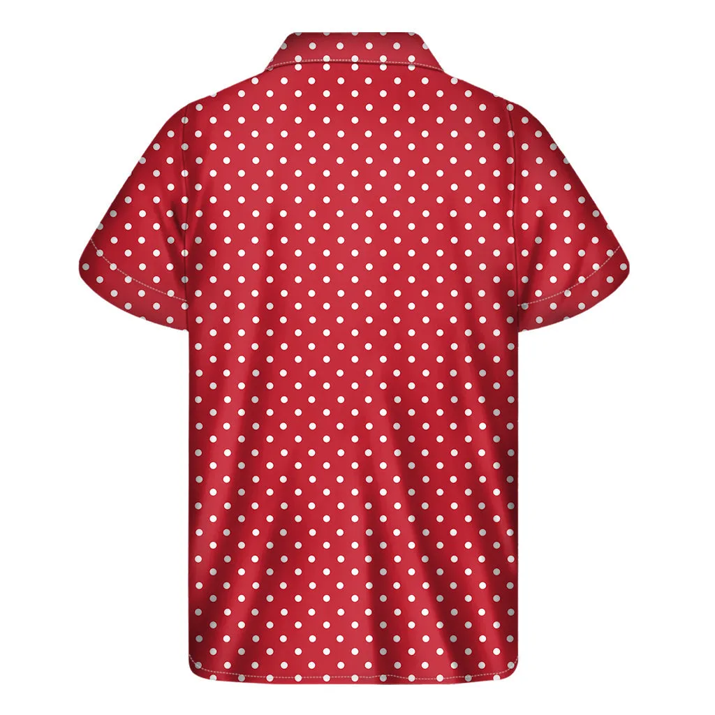 Red and White Hawaiian Christmas Dots Print Short Sleeve Shirt