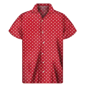 Red and White Hawaiian Christmas Dots Print Short Sleeve Shirt