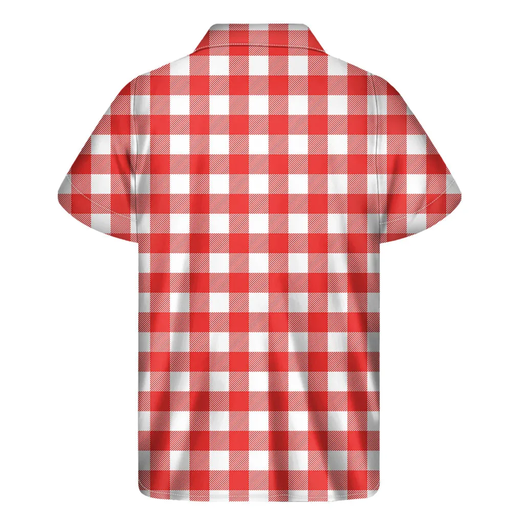Red and White Hawaiian Print Short Sleeve Shirt for Men