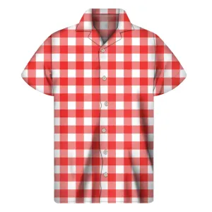 Red and White Hawaiian Print Short Sleeve Shirt for Men