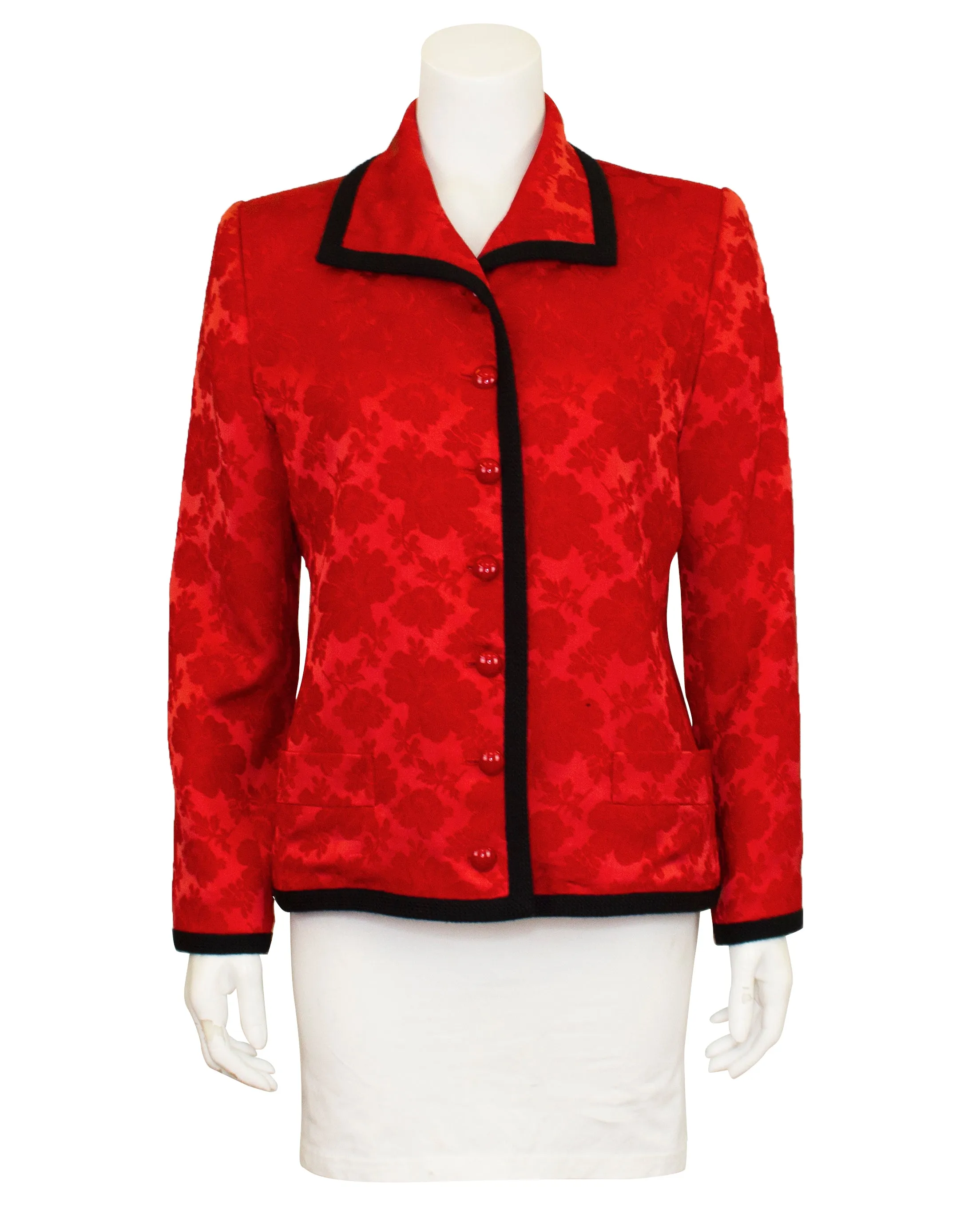 Red Silk Damask Blazer