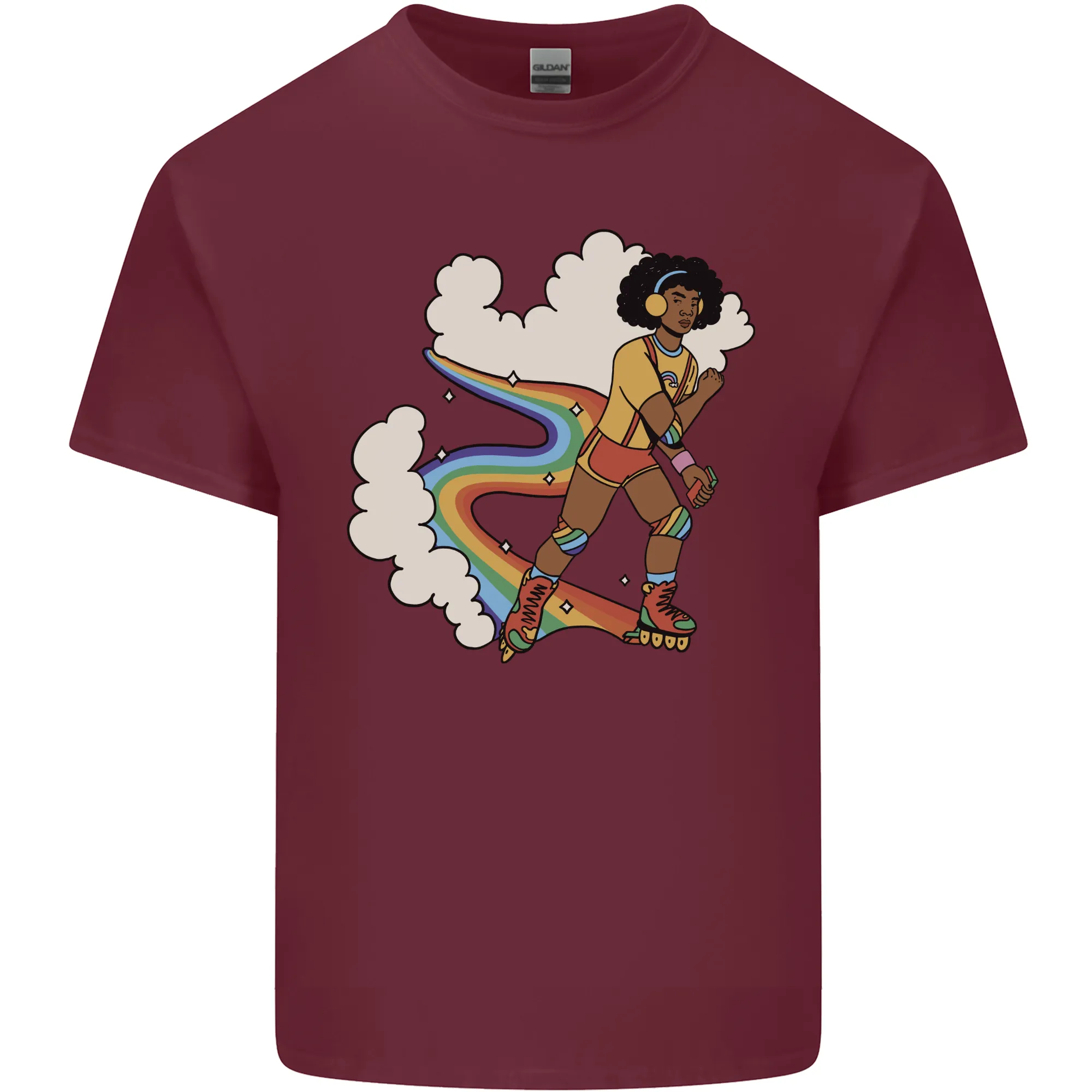 Retro Roller Blading Blades Inline Skating LGBT Mens Light Cotton T-Shirt