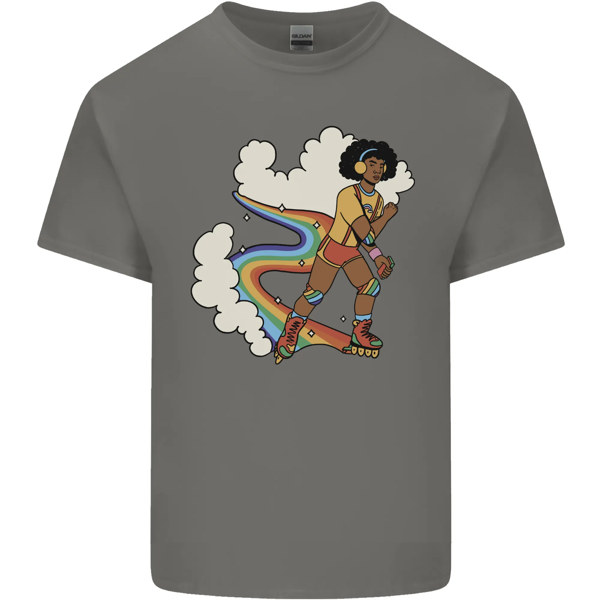 Retro Roller Blading Blades Inline Skating LGBT Mens Light Cotton T-Shirt