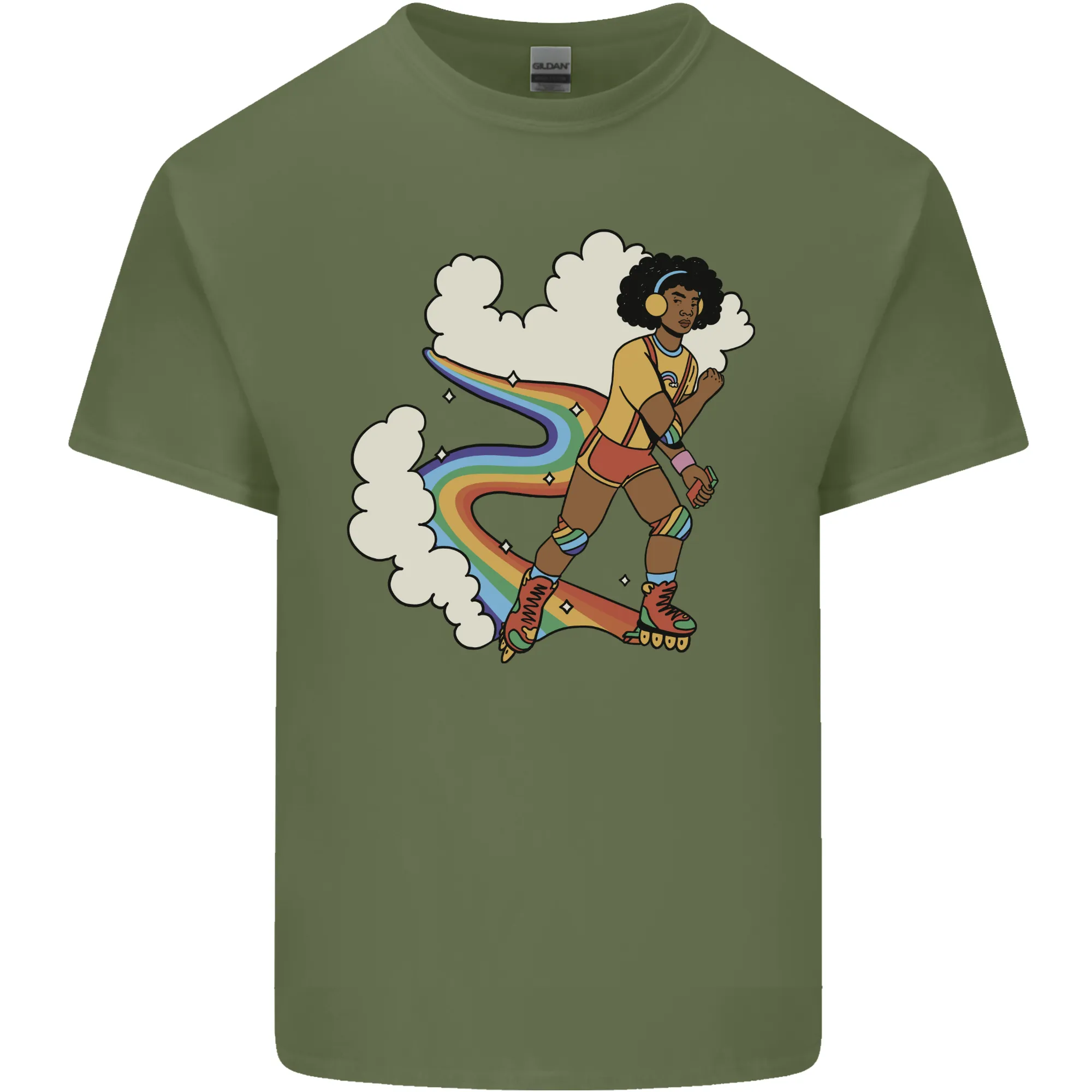 Retro Roller Blading Blades Inline Skating LGBT Mens Light Cotton T-Shirt