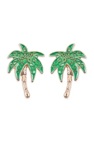 RHINESTONE PALM TREE EARRINGS