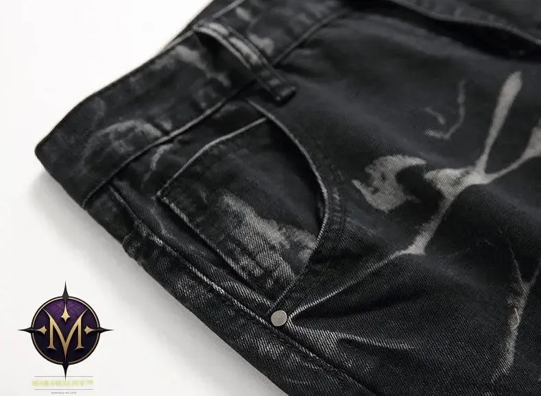 Ripped Black Jeans Men's Autumn And Winter Plus Size Straight-leg Denim Denim Trousers