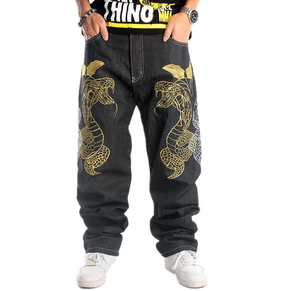 Ruiatoo Men's Baggy Denim Jeans Loose Fit Ripped Distressed Jean Hip Hop Vintage Skater Dance Pants Streetwear Yellow Brown 36