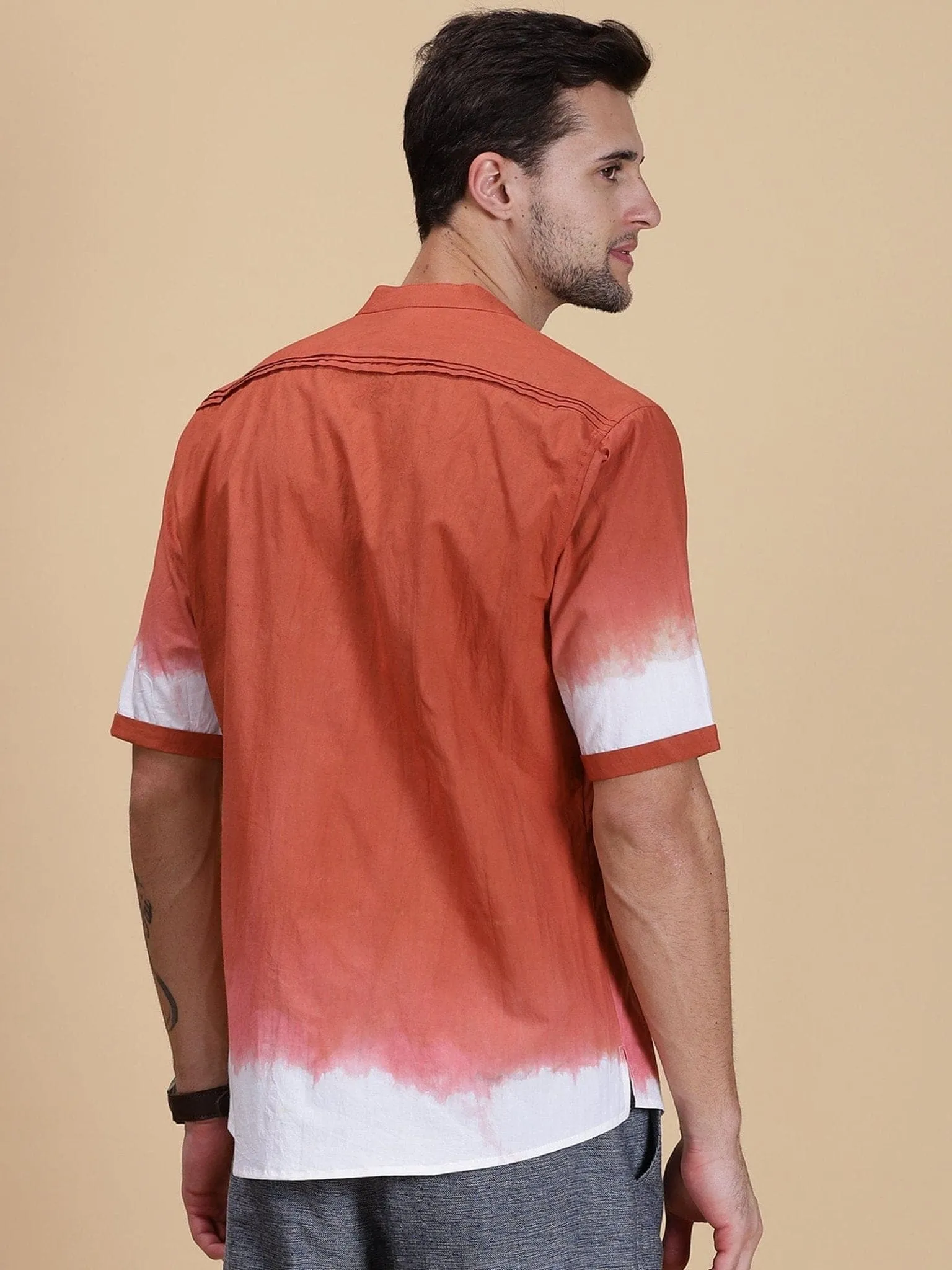 Rust Hand Crafted Dyed Men Shirt
