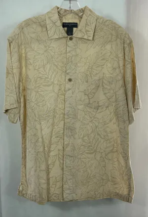 Saddlebred Men's Tropical Leaf Print Button-Up Shirt Size M 100% Cotton Casual Short Sleeve