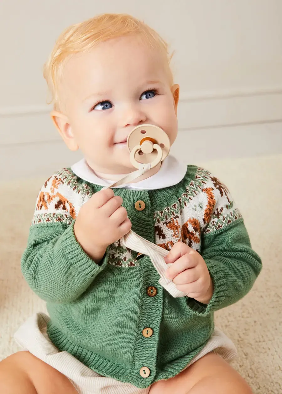 Safari Intarsia Cardigan in Green (6mths-6yrs)