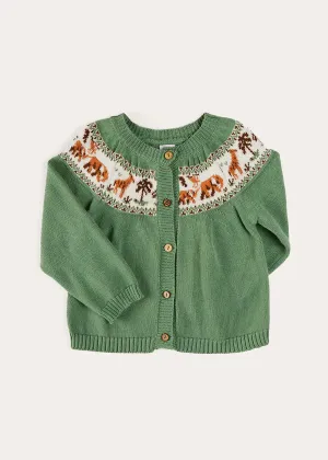 Safari Intarsia Cardigan in Green (6mths-6yrs)