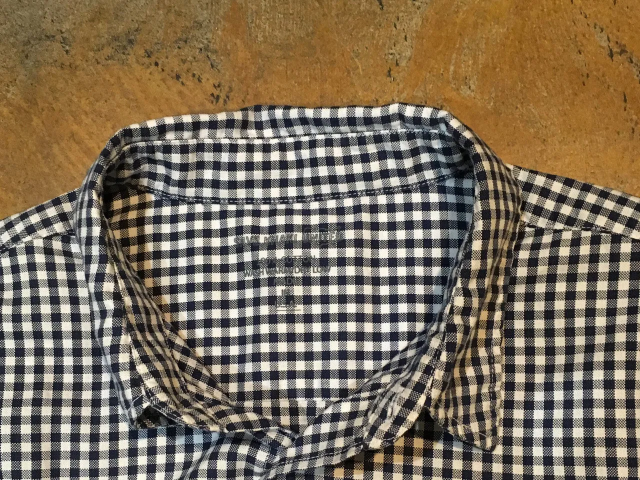 SK00729-YD Save Khaki United L/S Yarn Dye Oxford Simple Shirt Navy Gingham