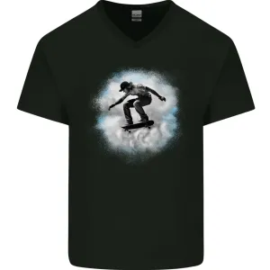 Skateboard Cloud Skateboarder Mens V-Neck Cotton T-Shirt