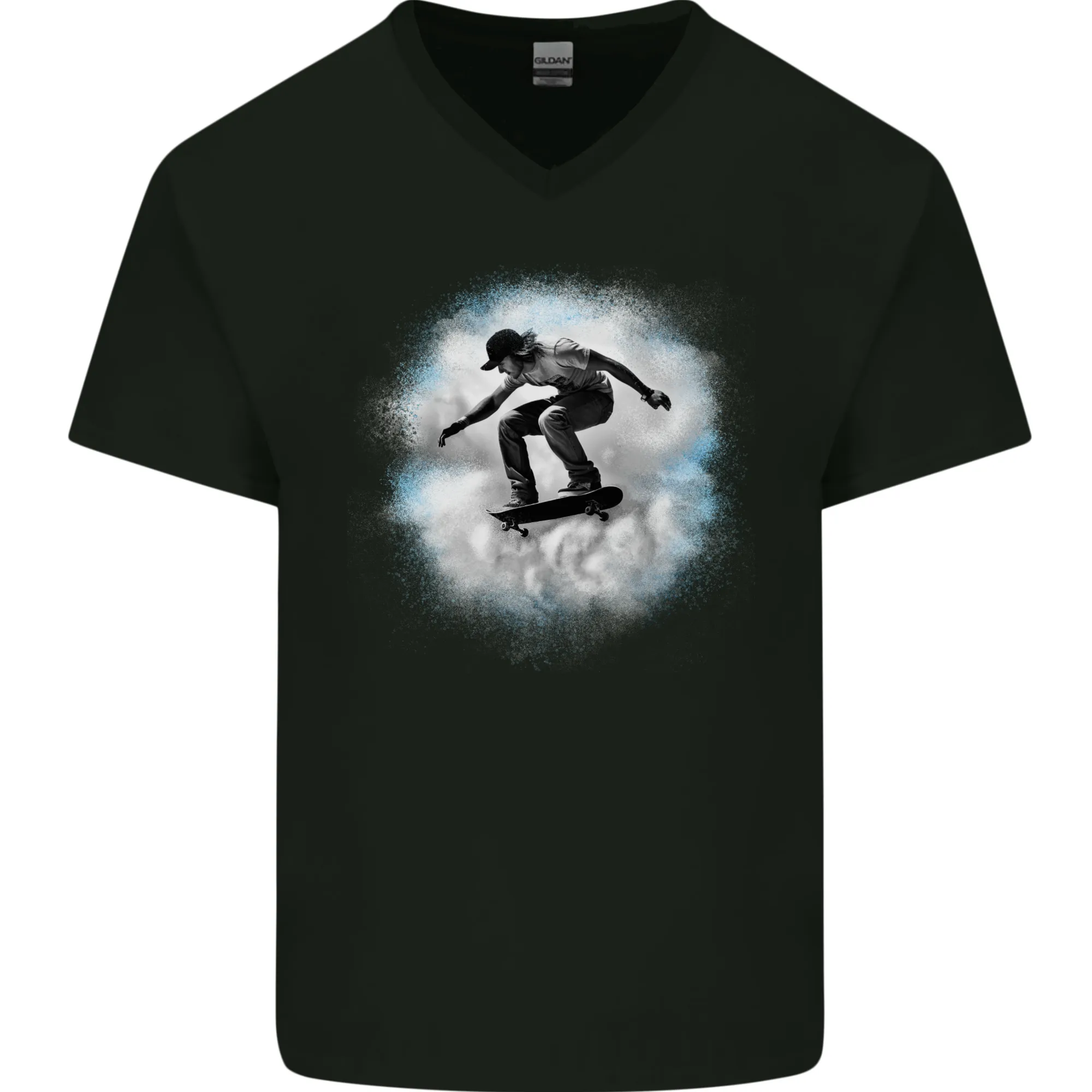 Skateboard Cloud Skateboarder Mens V-Neck Cotton T-Shirt
