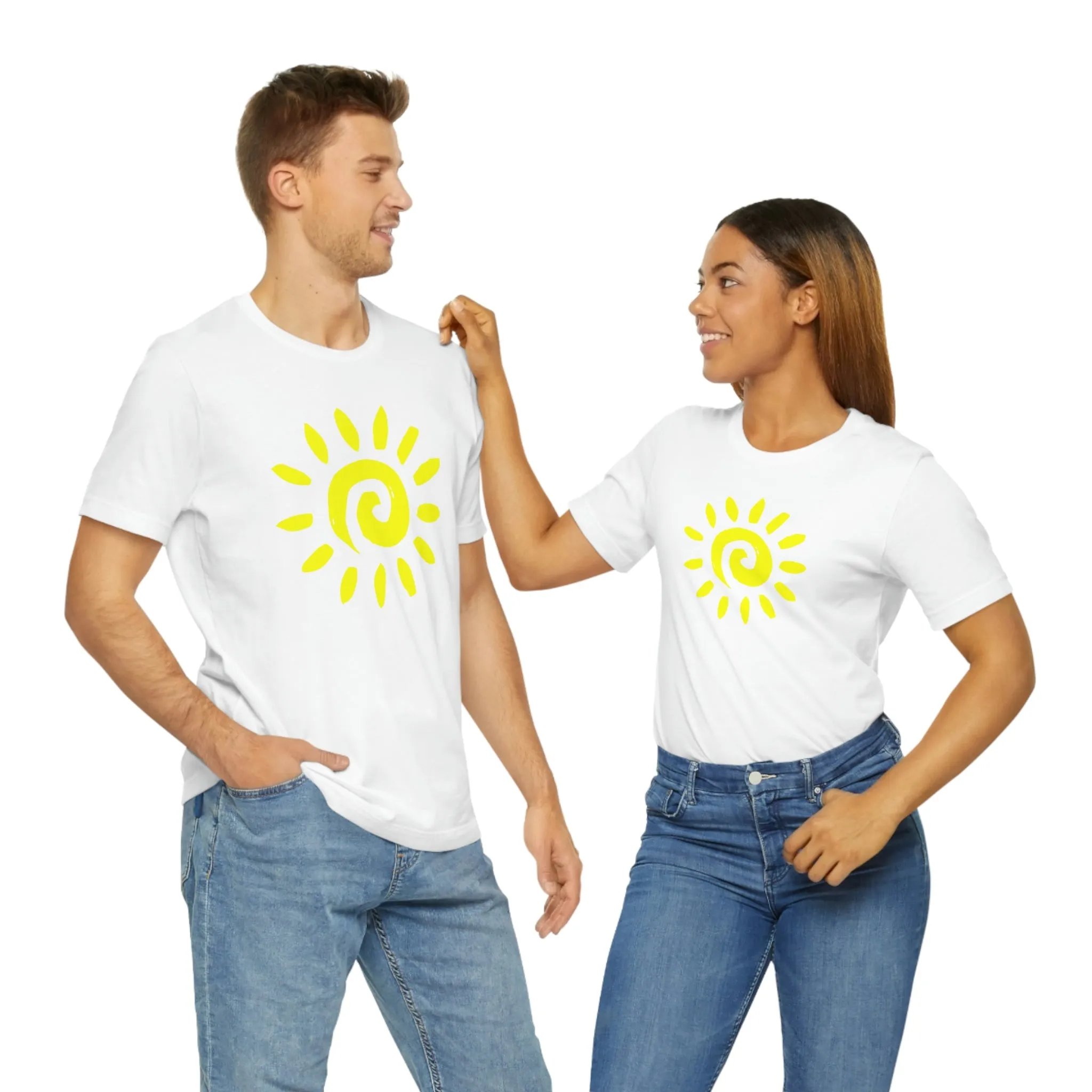 Spiral Yellow Sun Short Sleeve T-Shirt, Sun Rays Tee