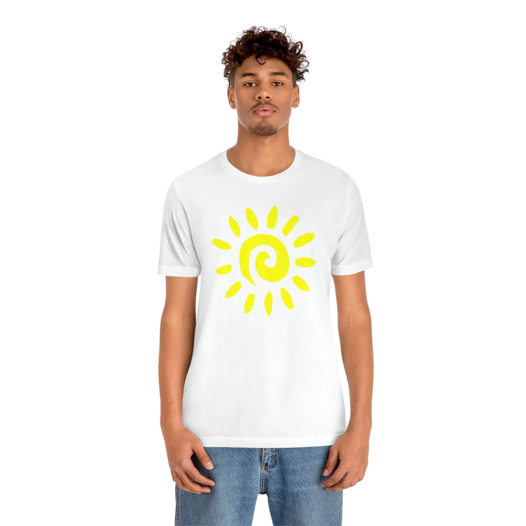 Spiral Yellow Sun Short Sleeve T-Shirt, Sun Rays Tee