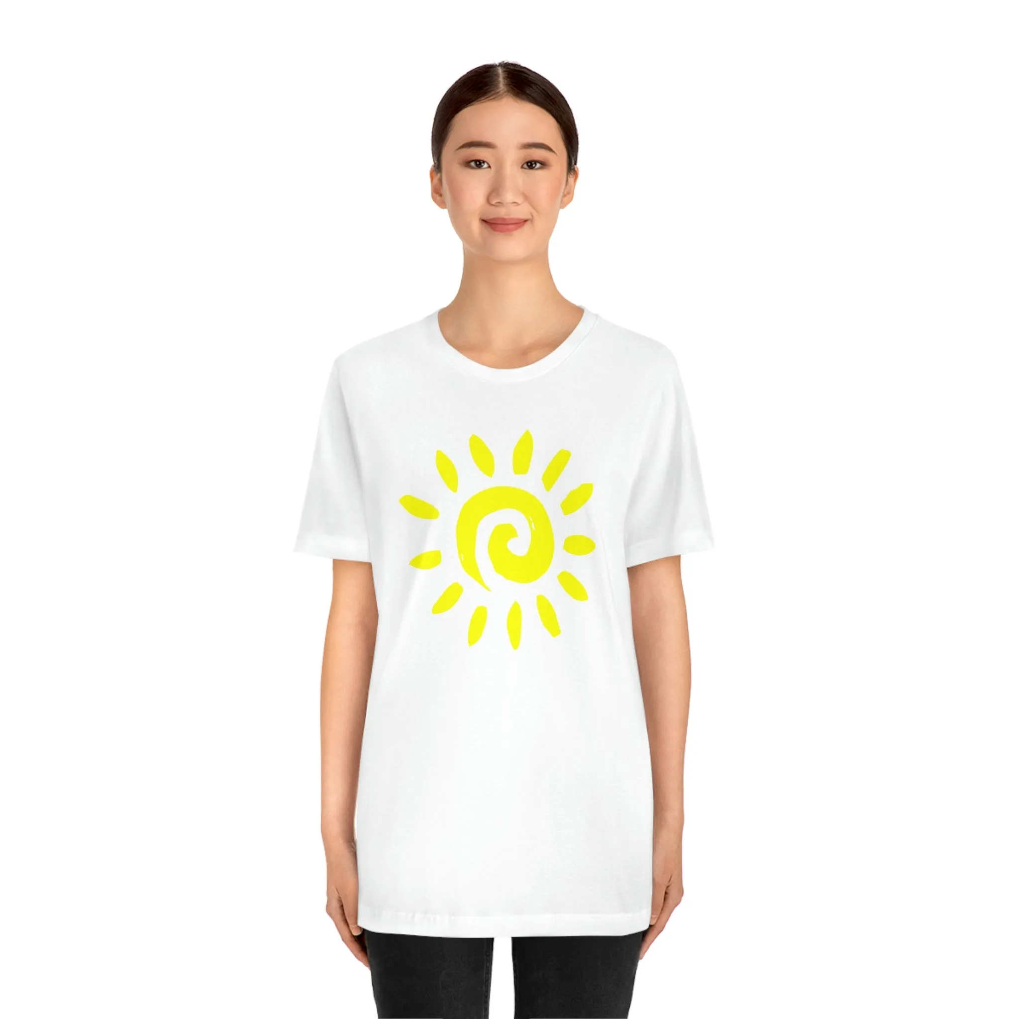Spiral Yellow Sun Short Sleeve T-Shirt, Sun Rays Tee