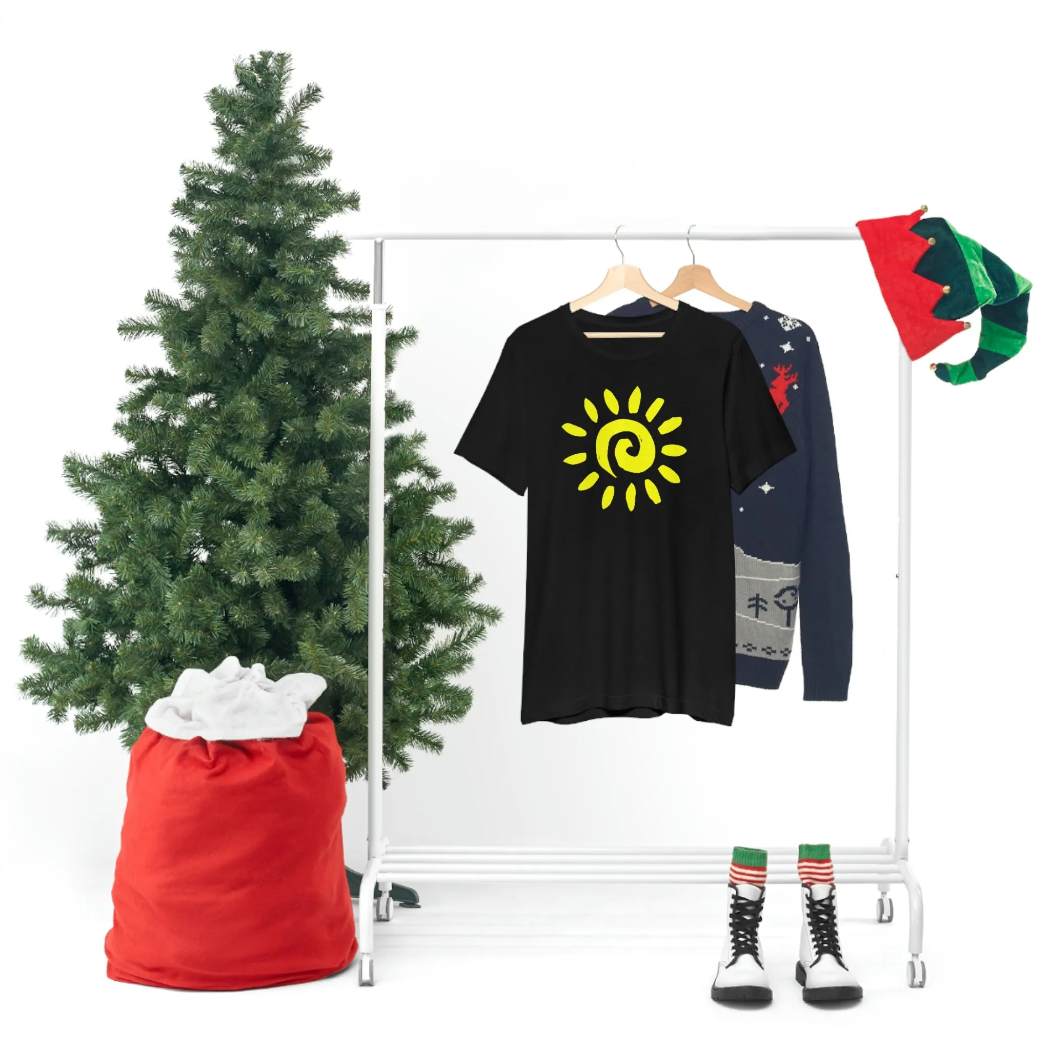 Spiral Yellow Sun Short Sleeve T-Shirt, Sun Rays Tee