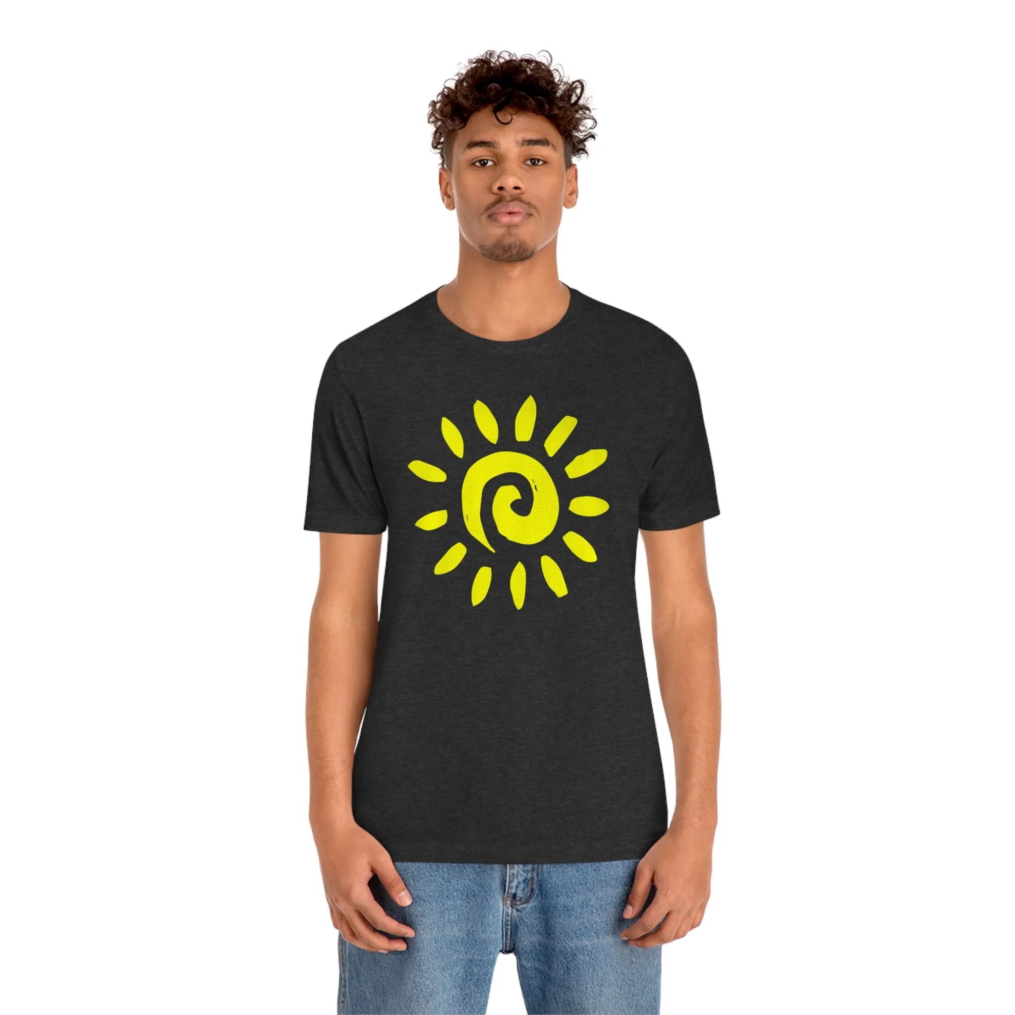 Spiral Yellow Sun Short Sleeve T-Shirt, Sun Rays Tee