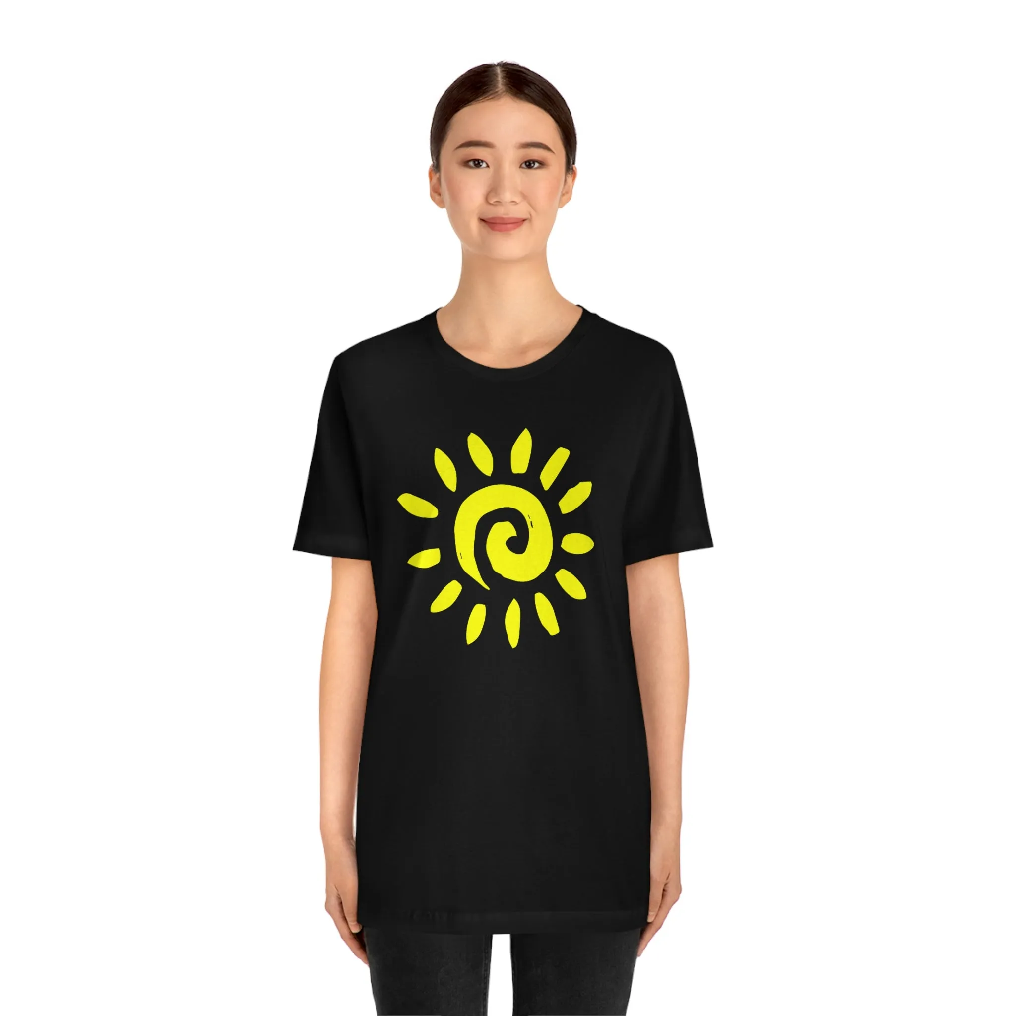 Spiral Yellow Sun Short Sleeve T-Shirt, Sun Rays Tee