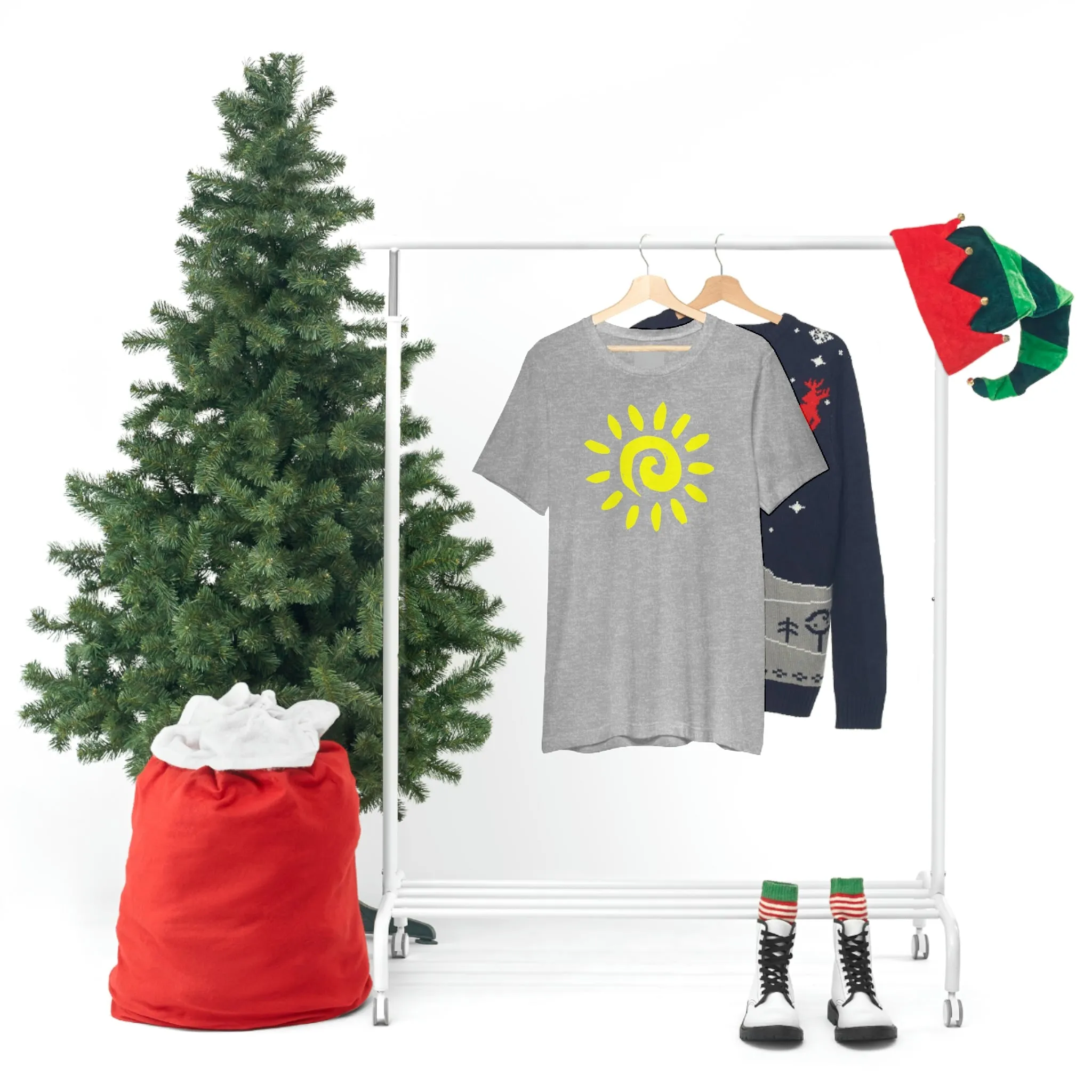 Spiral Yellow Sun Short Sleeve T-Shirt, Sun Rays Tee