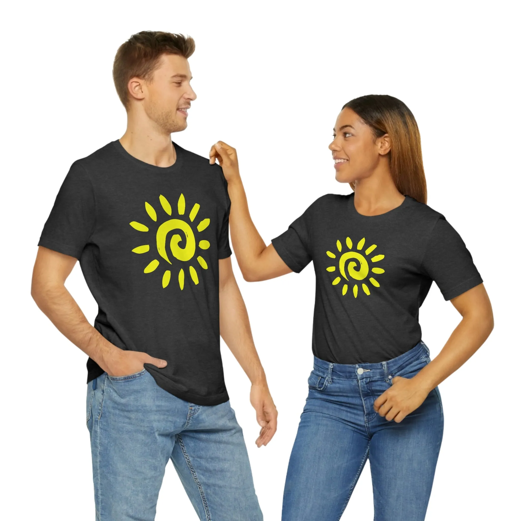 Spiral Yellow Sun Short Sleeve T-Shirt, Sun Rays Tee
